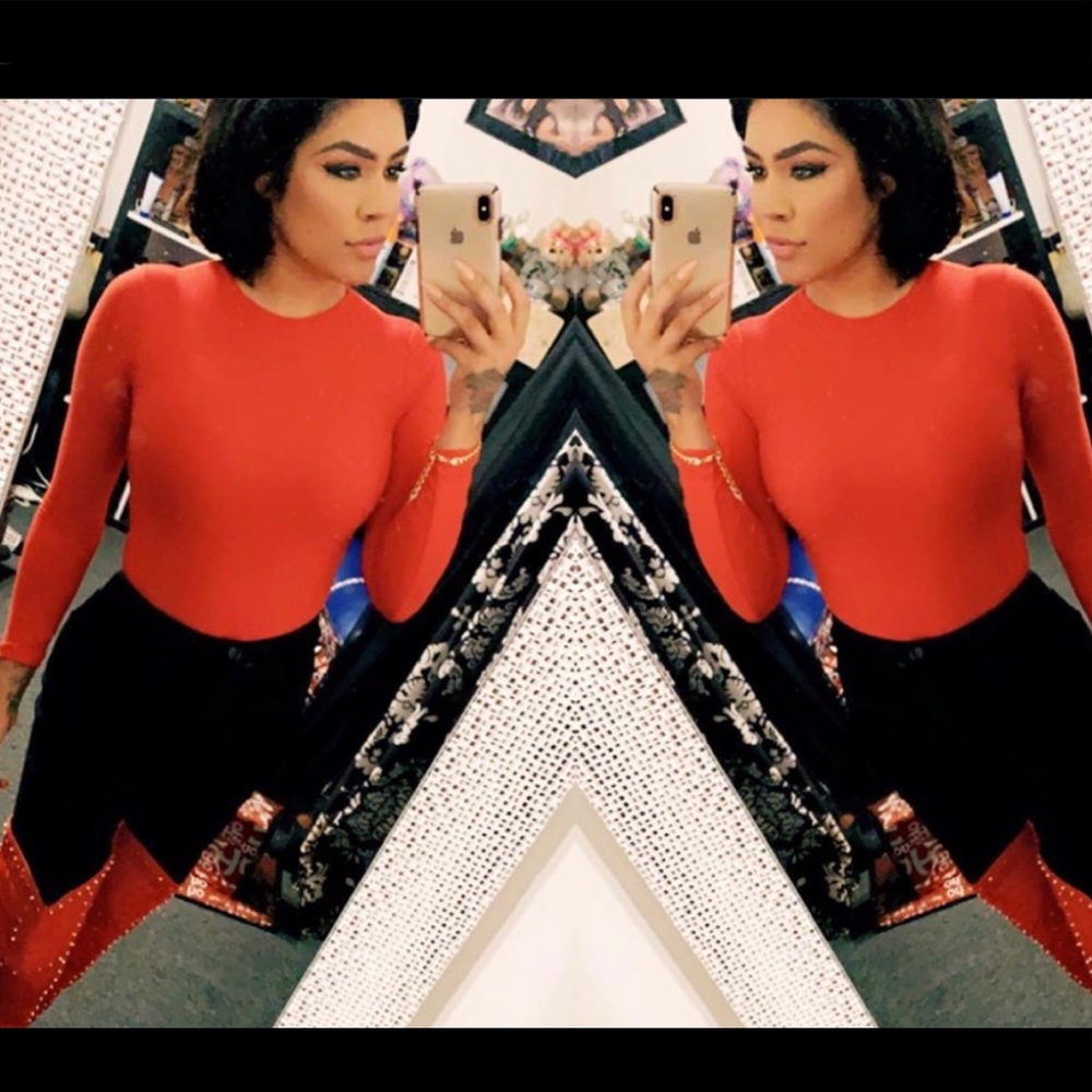 Red long sleeve bodysuit